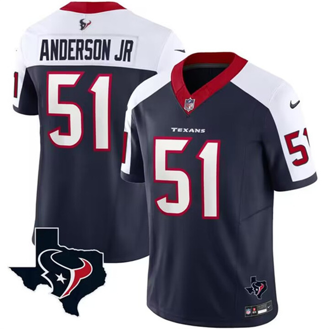 Men's Houston Texans #51 Will Anderson Jr. White/Navy 2023 F.U.S.E. Vapor Untouchable Limited Stitched Football Jersey Men's Houston Texans #51 Will Anderson Jr. White/Navy 2023 F.U.S.E. Vapor Untouchable Limited Stitched Football Jersey
